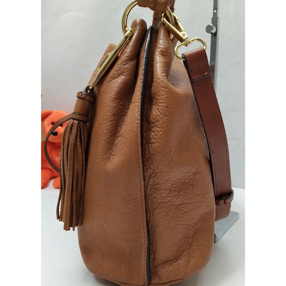 Calvin Klein Brown Tan Leather Zipper Closure Crossbody Shoulder Bag - Picture 3 of 16
